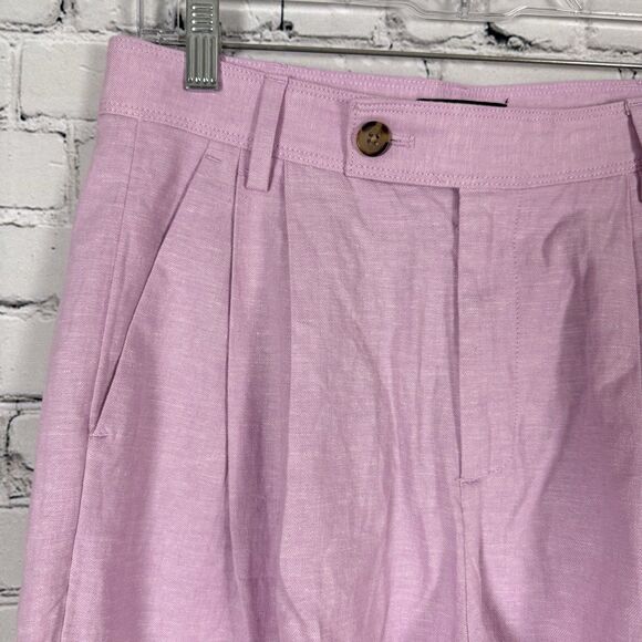 Banana Republic Linen Blend Wide Leg Pleated Trouser Pants Women 6 Pink Lavender - Picture 5 of 12